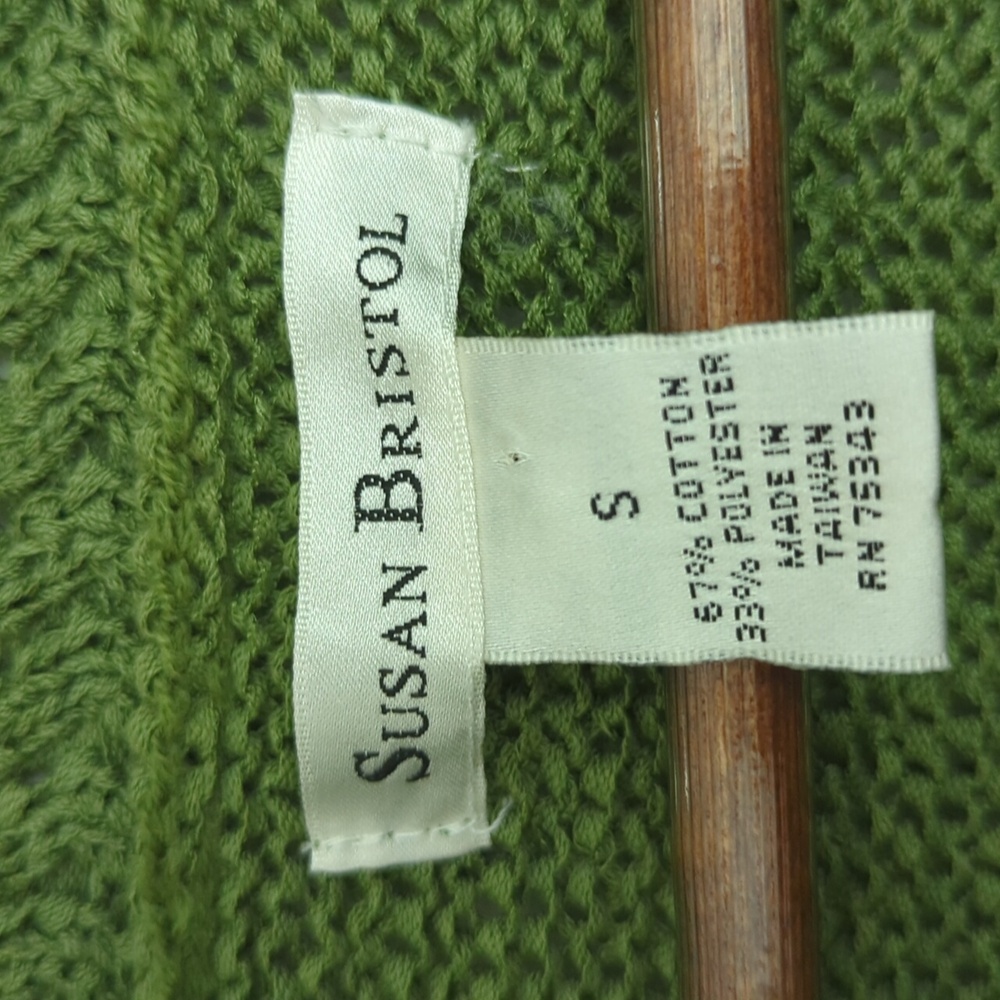 NEW Susan Bristol Vintage Green Cardigan Sweater Size Small Crochet‎ - Picture 2 of 5